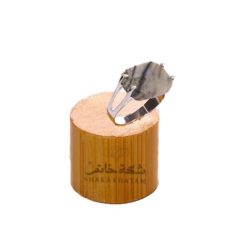 خاتم فضة شنكار مربع رصاصي معرق عيار 925 أسترليني