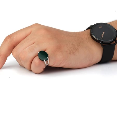 خاتم فضة شنكار أخضر عيار 925 أسترليني