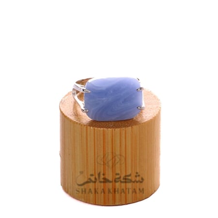 خاتم فضة شنكار سماوي مربع عيار 925 أسترليني