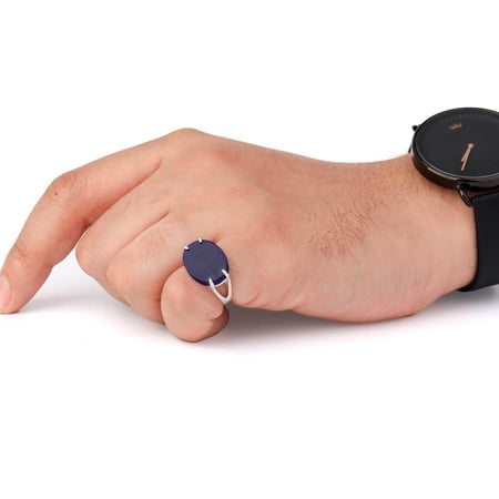 خاتم فضة شنكار كحلي عيار 925 أسترليني