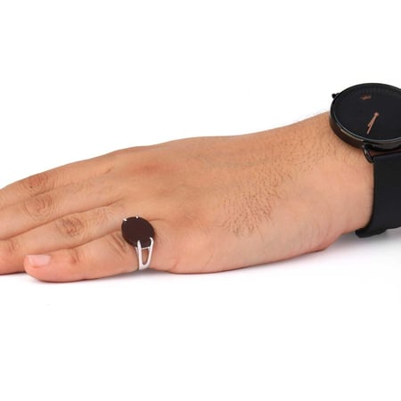 خاتم فضة شنكار حجر بني كبدي عيار 925 أسترليني