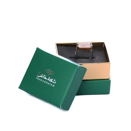 خاتم فضة شنكار مربع عودي معرق عيار 925 أسترليني