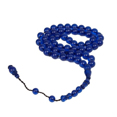 مسباح تراب الكهرمان البولندي  قصة دائرية 51 خرزة بلون  ازرق