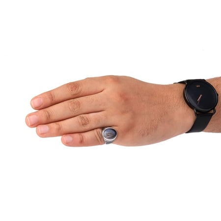 خاتم فضة عقيق مشجر عيار 925 أسترليني