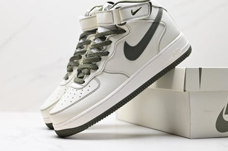 Nike Air Force 1 Mid White Army Green