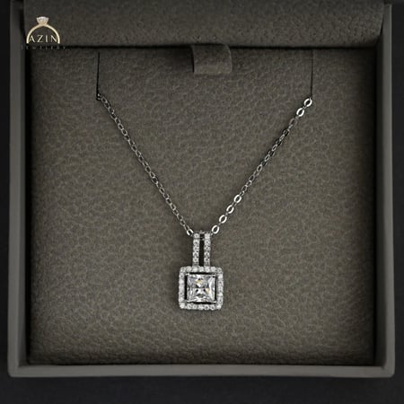تعليقة انيقة حجر مربع برينسس | فضة عيار 925