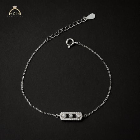 اسوارة ناعمة 3 كرستالات متحركة | فضة عيار 925