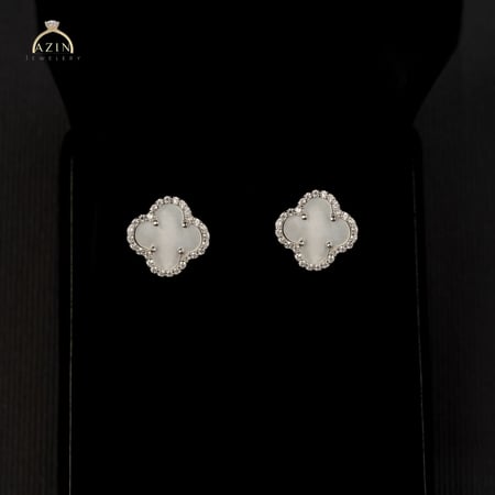 حلق وردة صدفي ناعم حجم صغير | فضة عيار 925