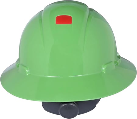 قبعة صلبة كاملة الحواف من 3M H-804R-UV، خضراء، تعليق بأربع نقاط، مع Uvicator