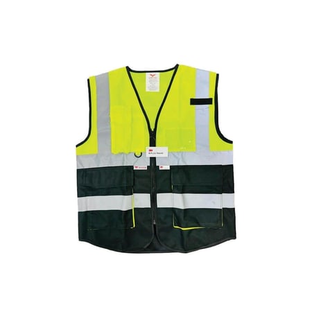 سترة أمان تنفيذية عاكسة VOLTA VL002 VE بشريط عاكس 3M™ – لون أصفر عالي الوضوح