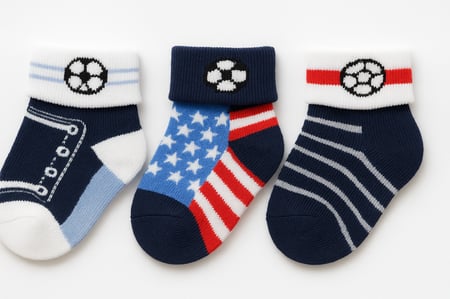 طقم جوارب أطفال بطبعات كروية وتصاميم رياضية - 3 قطع