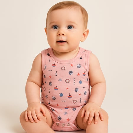 بادي قطن للأطفال بنقشة بحرية – تصميم مريح وأنيق