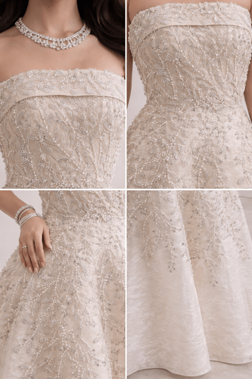 فستان سهرة فاخر بتطريز ناعم وتصميم أميري أنيق