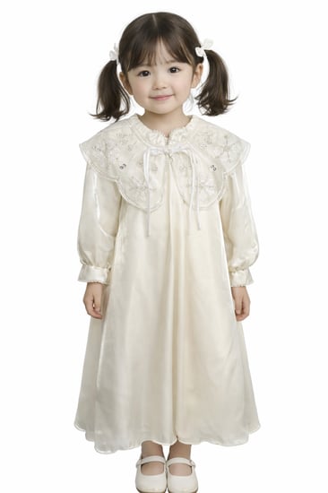 فستان بناتي فاخر بياقة مطرزة وتصميم ملكي أنيق