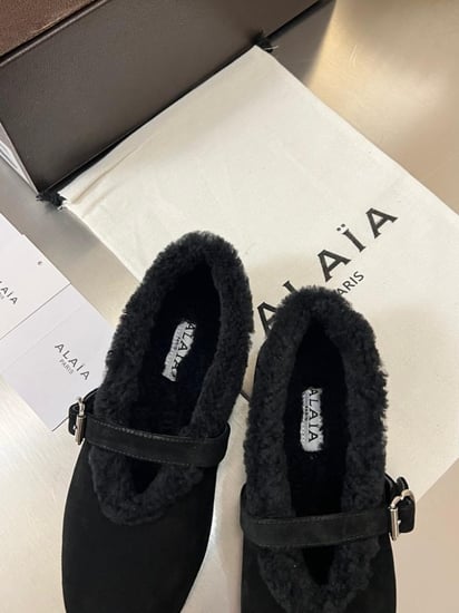 Alaia fur ballet flat