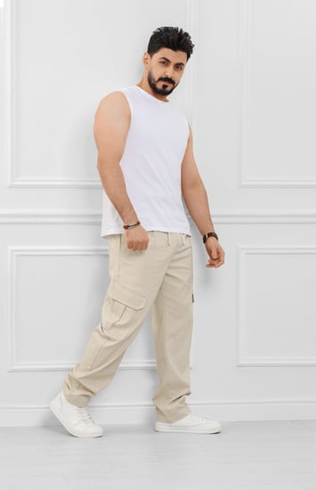 بنطلون رجالي بجيوب جانبية بقصة واسعة