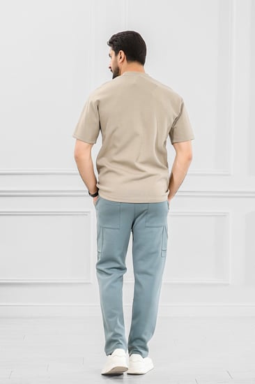 طقم رجالي أوفر سايز نص كم بنطال طويل