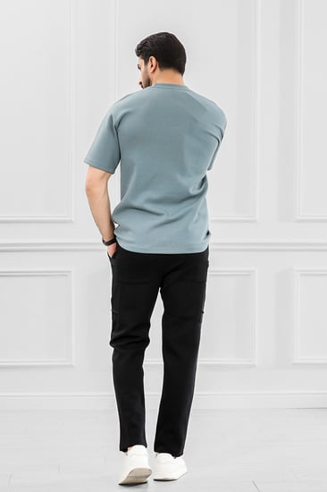 طقم رجالي أوفر سايز نص كم بنطال طويل