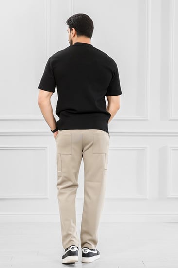 طقم رجالي أوفر سايز نص كم بنطال طويل