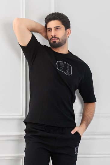 طقم رجالي  أوفر سايز نص كم بنطال طويل