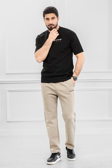 طقم رجالي أوفر سايز نص كم بنطال طويل