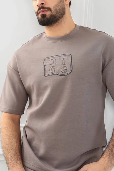 طقم رجالي  أوفر سايز نص كم بنطال طويل