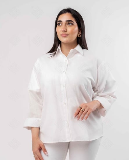 قميص كتان كم طويل- سعوديه