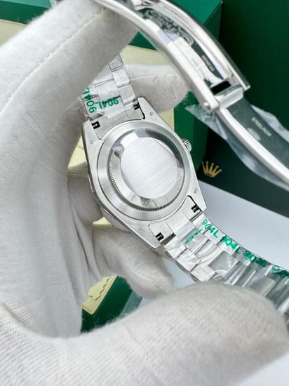 ساعة رولكس ديت ايت عربي - فضي بمينا أسود مع أرقام عربية