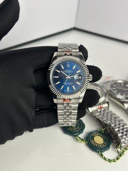 ساعة رولكس ديت جست - فضي بمينا أزرق داكن
