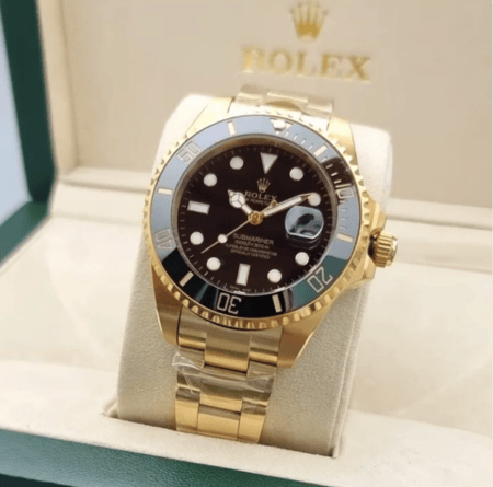 ساعة رولكس رجالية - ذهبي بمينا أسود