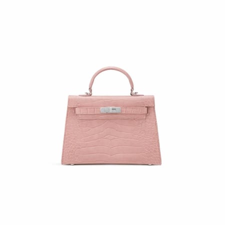 pink leather - silver