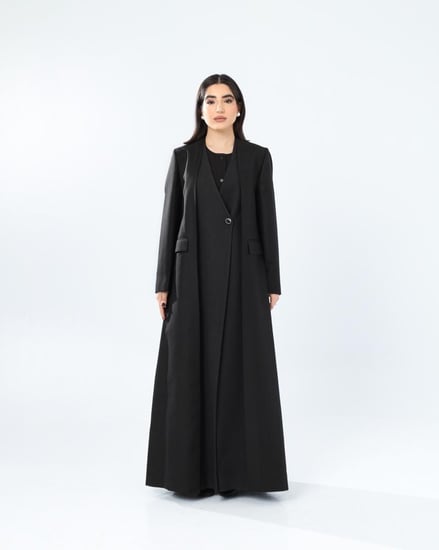 فسكوز اسود مع صوف مقلم