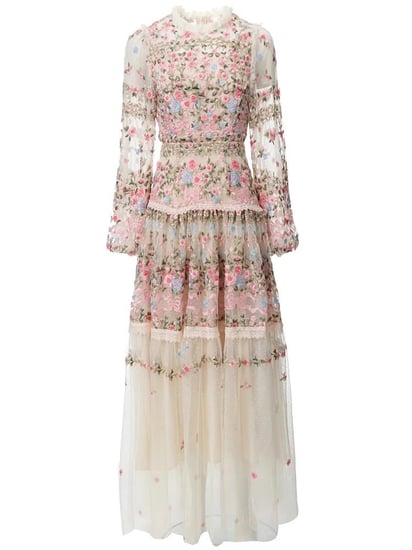 فستان سهرة سكري فخم طويل