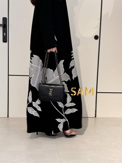 عباية بتشجير ورد ابيض #195