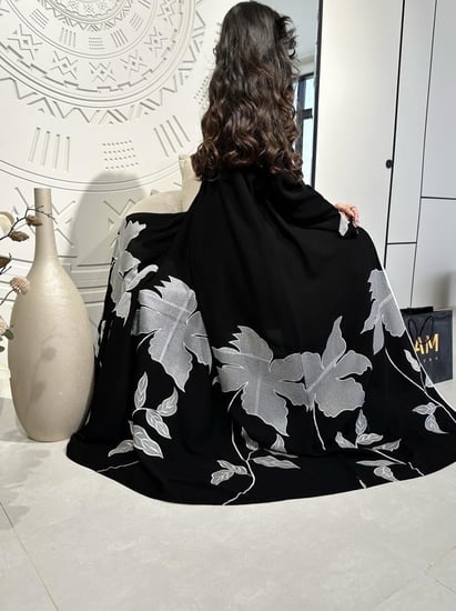 عباية بتشجير ورد ابيض #195