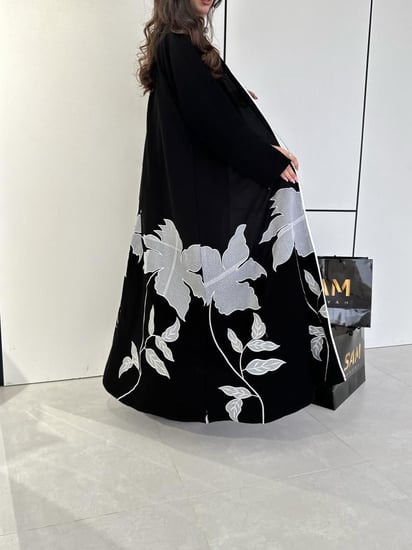 عباية بتشجير ورد ابيض #195