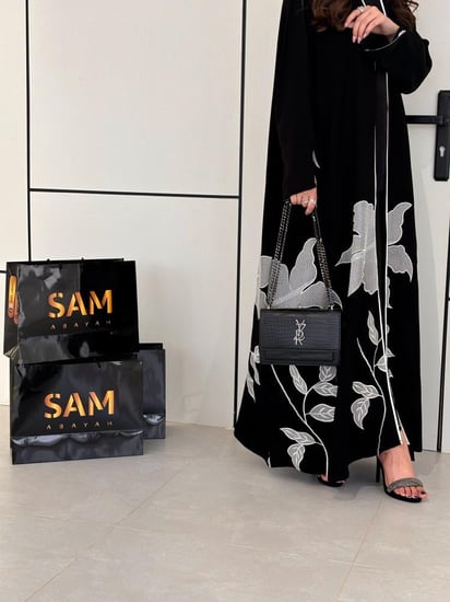 عباية بتشجير ورد ابيض #195