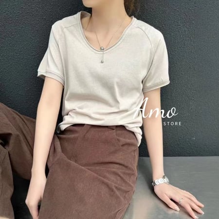 تيشيرت نص كم فتحة الرقبة دائريه خامه ناعمه MATS3068