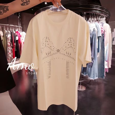 تيشيرت نسائي قصه واسعه ب فصوص كريستال MATS4221181
