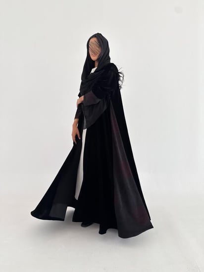 عباية مخمل مع حرير مغسول