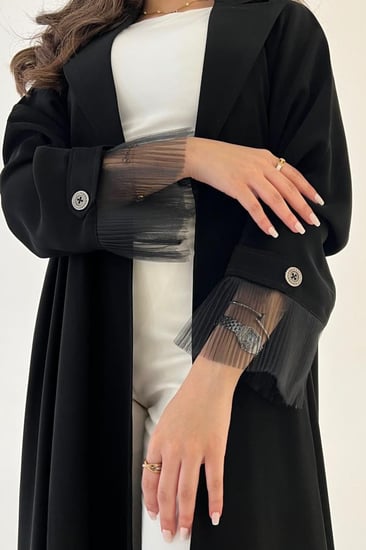 عباية اسود فاحم كريب ملكي