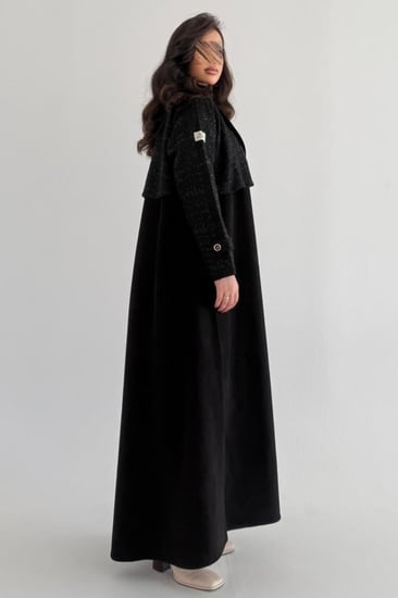 عباية شامواه اسود مع اكمام شانيل