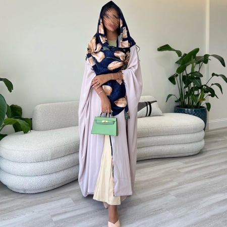 بشت بيج - طرحة شيفون مشجر