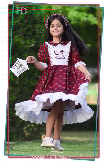 فستان شالكي عنابي/دانتيل