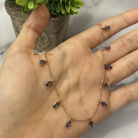 تشوكر حجر التوباز فضة استرلينية عيار 925 - Rose Gold