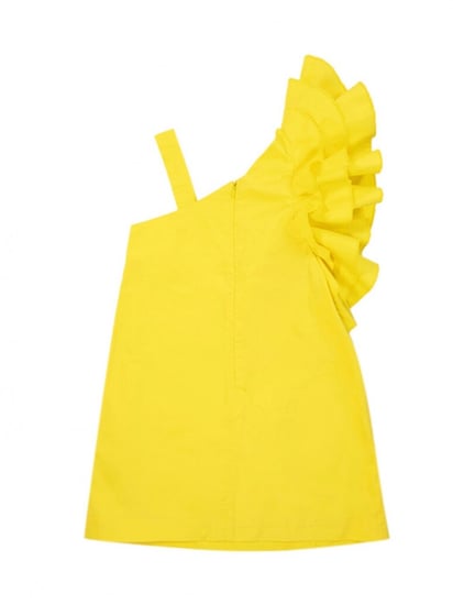 فستان اصفر بكتف كرانيش - فساتين بنات - ازياء اطفال - بيكابو