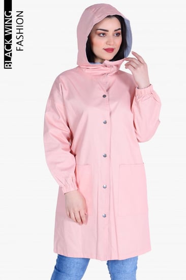 جاكيت بغطاء رأس يُلبس وجهين أزرار أمامية