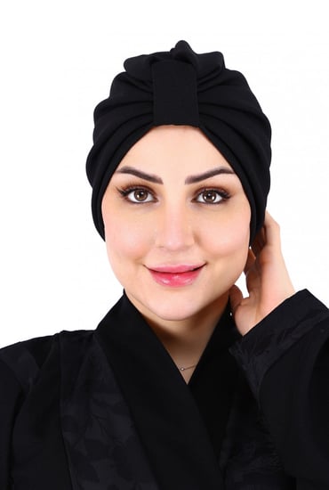 توربان بعقدة لون أسود من بلاك وينج  قماش قطني ناعم