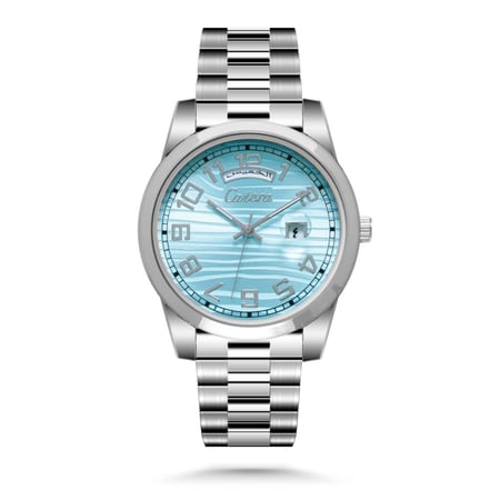 ساعة رجالية ستانلس ستيل بتصميم عصري فاخر بلون فضي