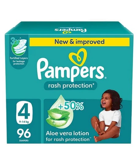 حفاضات بامبرز حماية من الطفح الجلدى مقاس 4 (9-14 كجم) 96 حفاضة